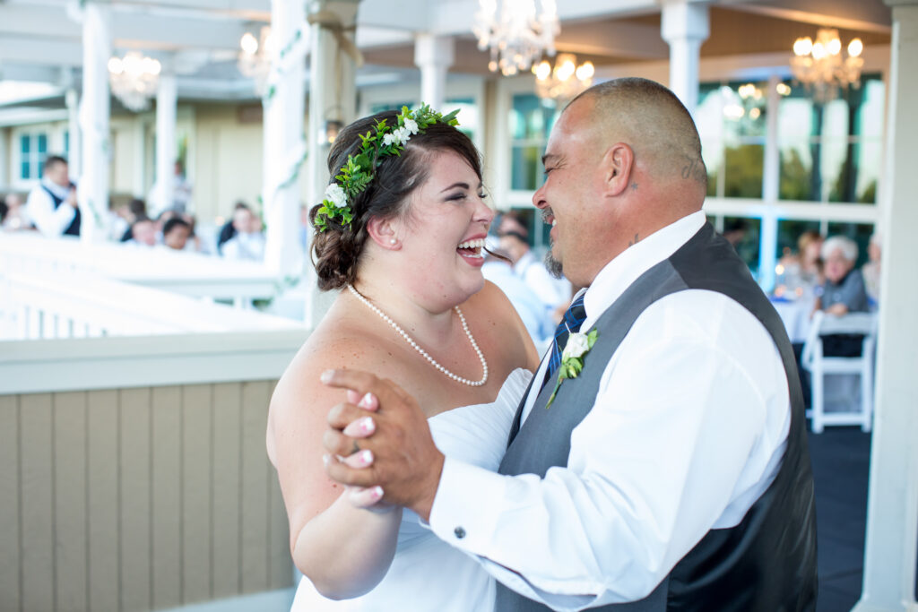 Bride and father dancing