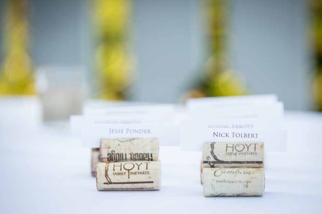 Place setting names in corks